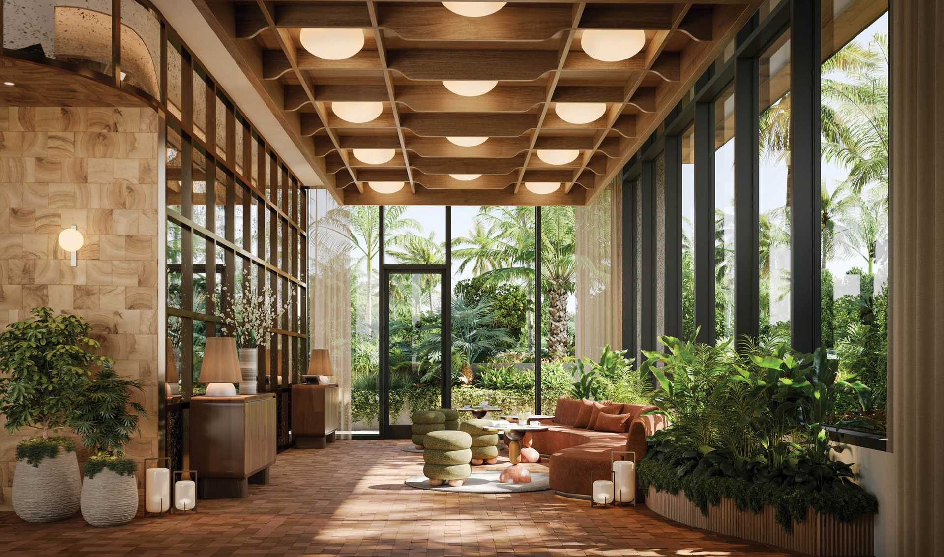 Rooftop lounge at THE WELL Coconut Grove, developer rendering