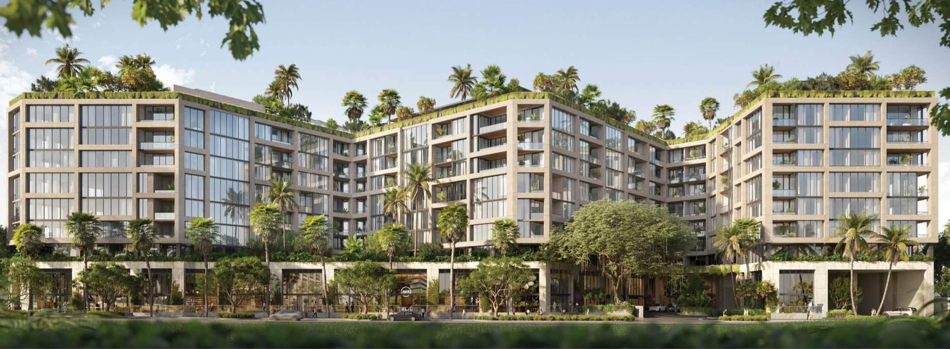 East facade alternate view at THE WELL Coconut Grove, developer rendering