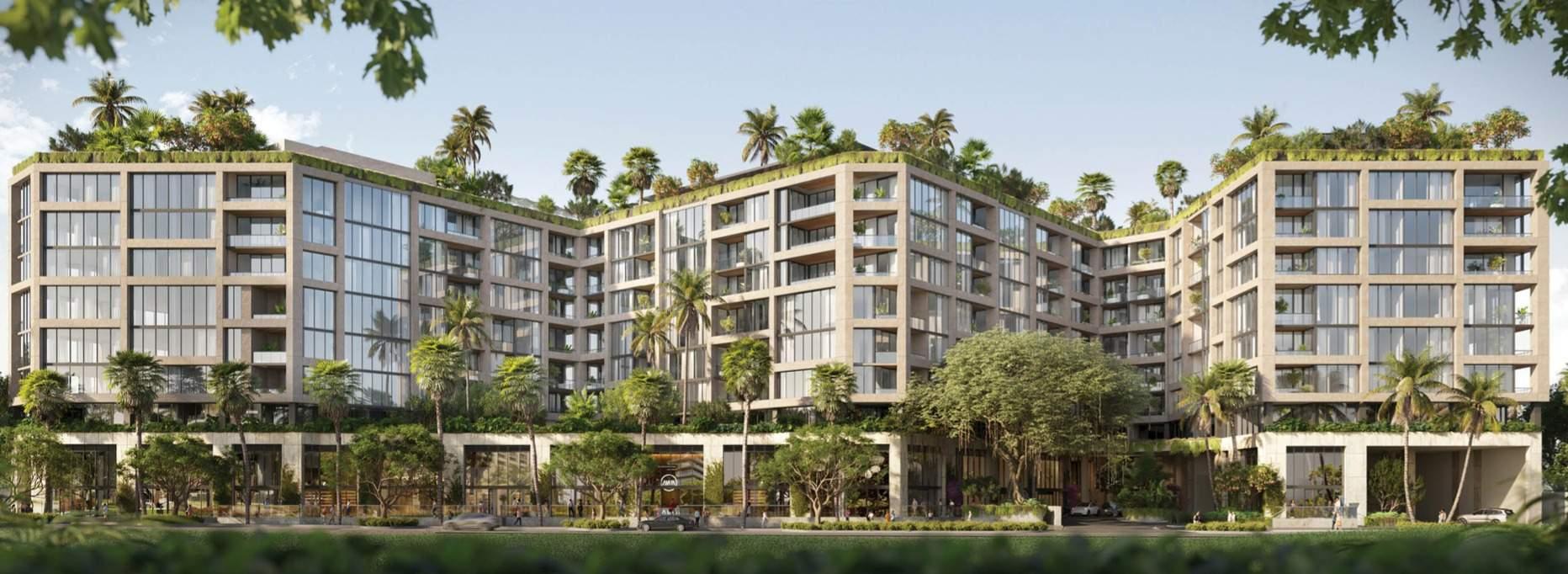 Architectural rendering of THE WELL Coconut Grove's iconic exterior facade