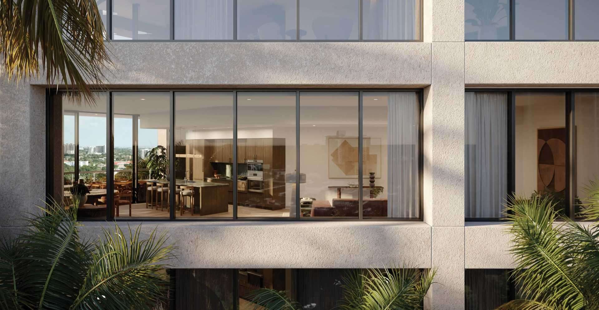 Residence 01 Upper West exterior at THE WELL Coconut Grove, developer rendering