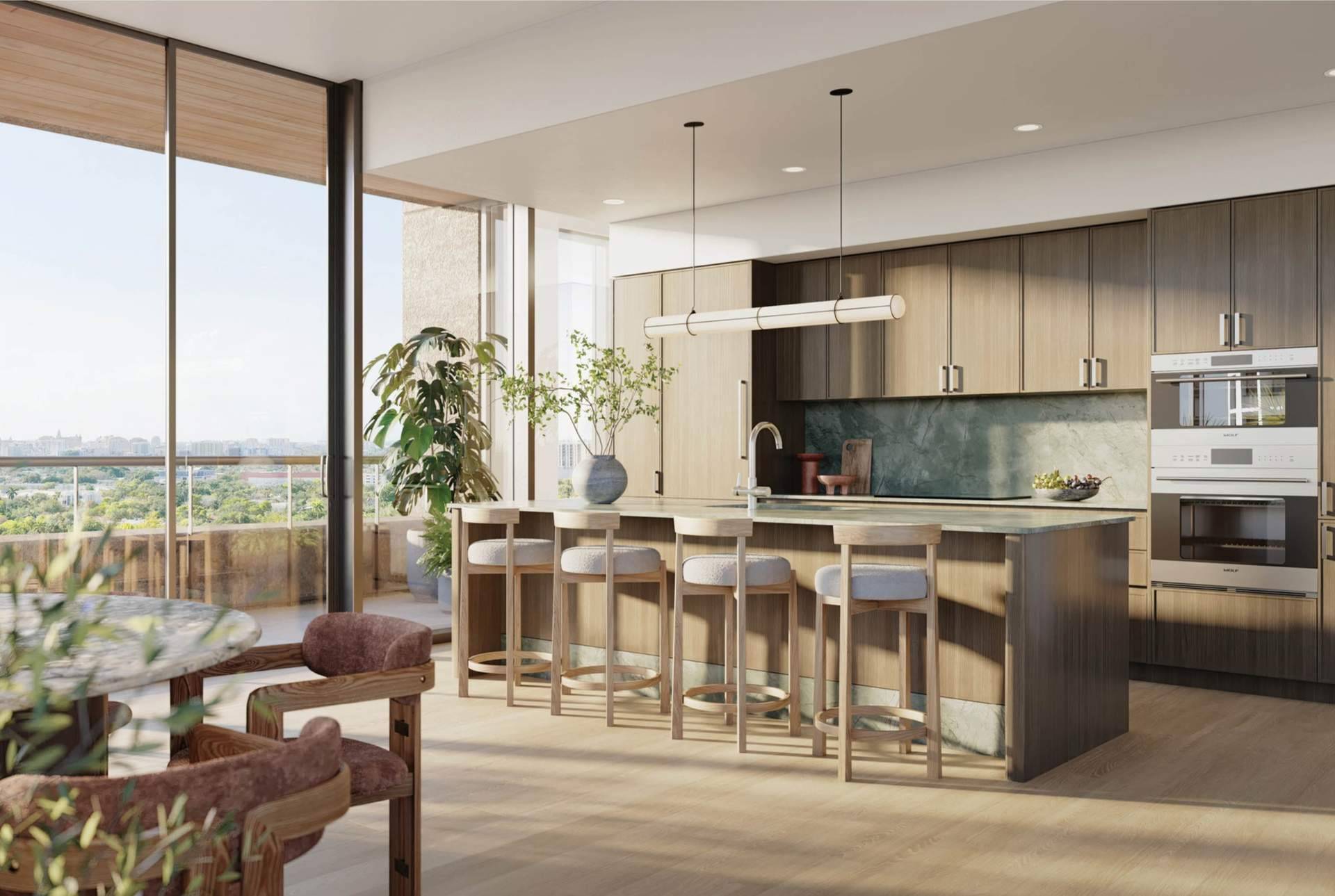 Residence 07 Upper East kitchen at THE WELL Coconut Grove, developer rendering