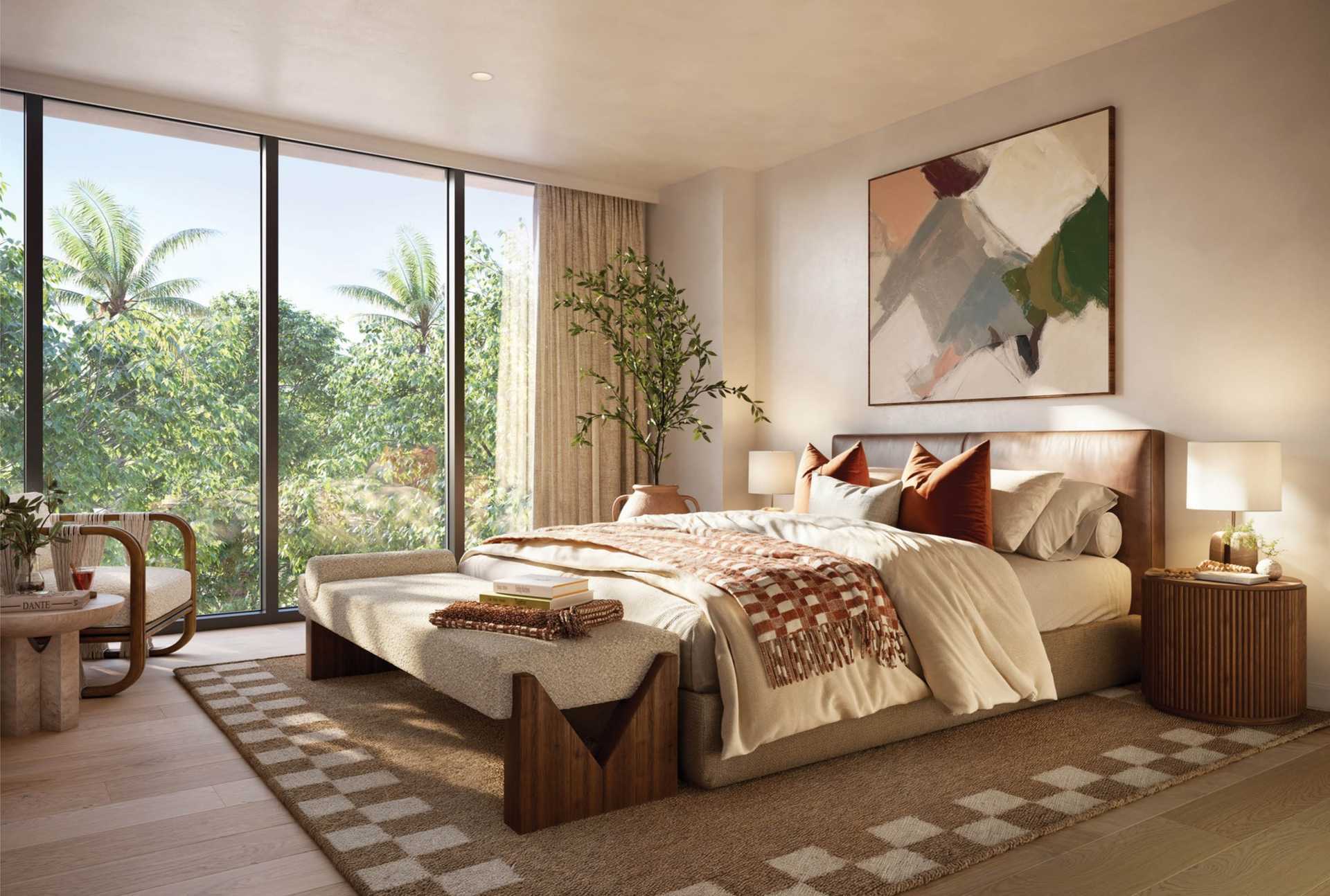 Loft 09 primary bedroom at THE WELL Coconut Grove, developer rendering