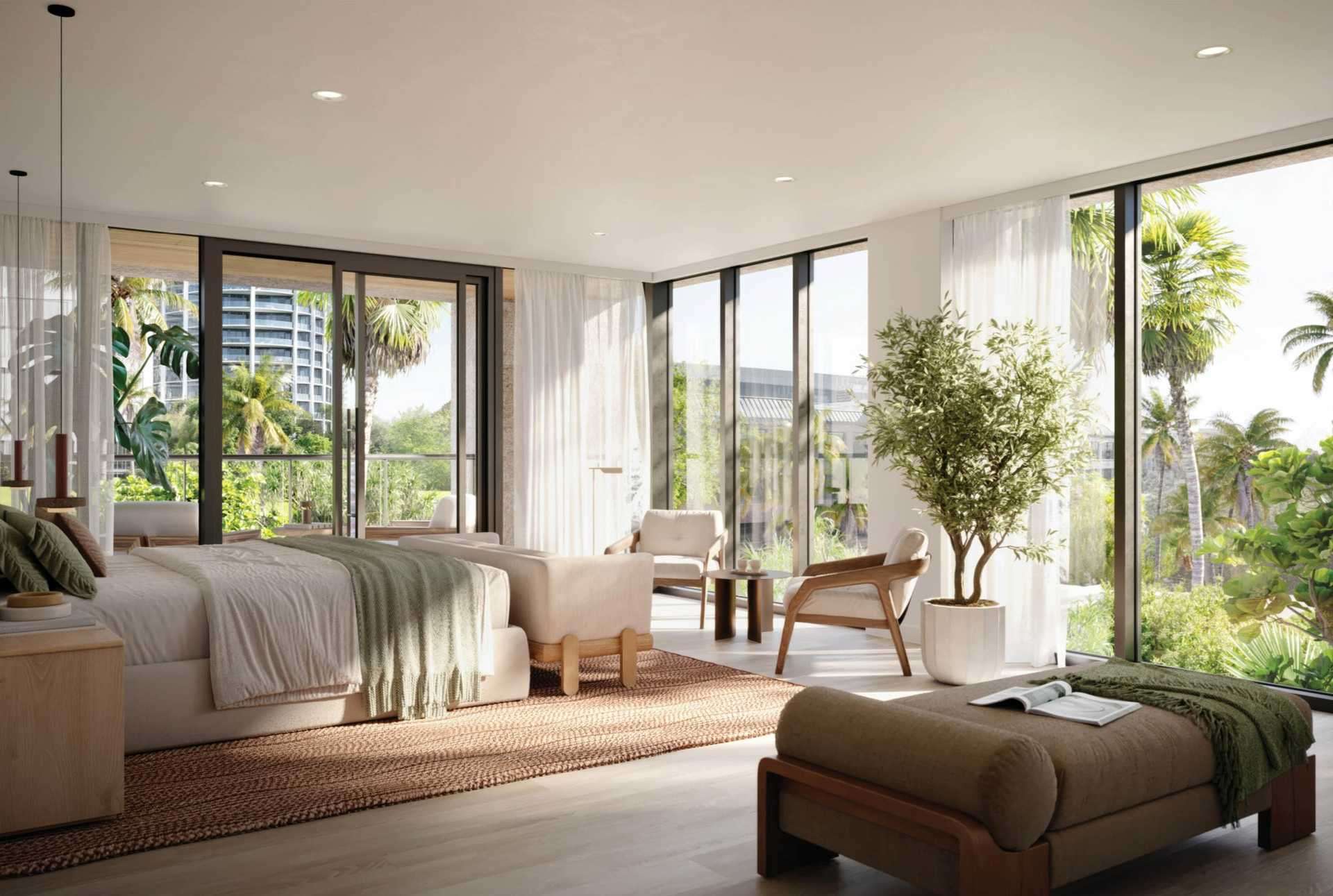 Townhome 05 primary bedroom at THE WELL Coconut Grove, developer rendering