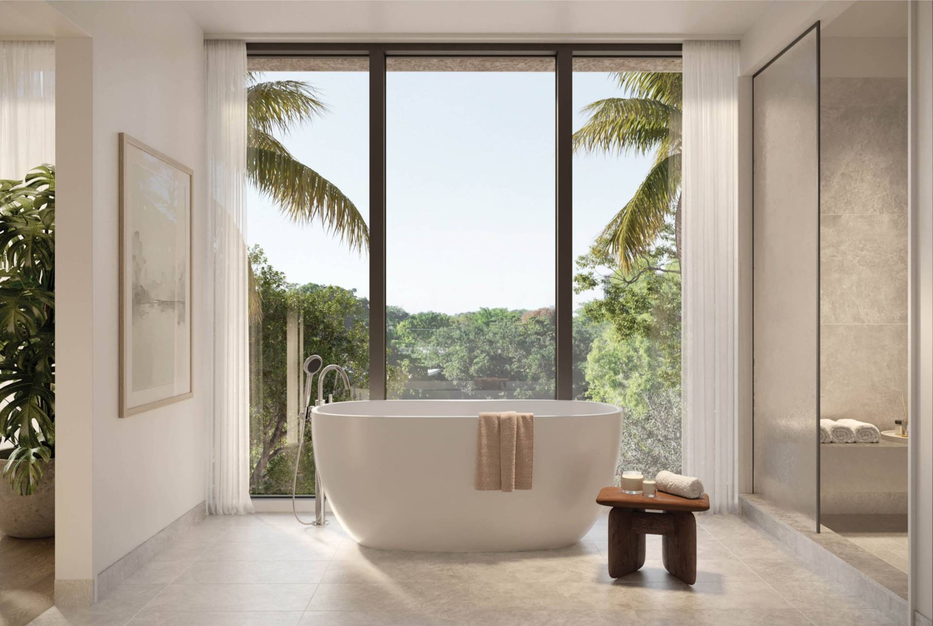 Townhome 05 primary bathroom at THE WELL Coconut Grove, developer rendering
